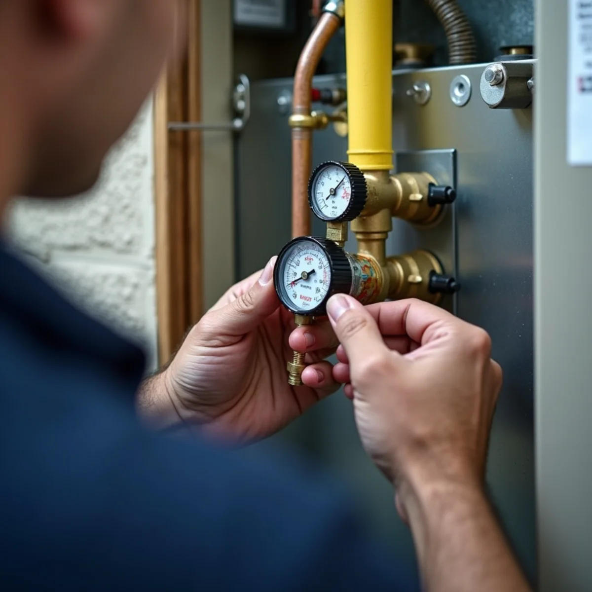 Inspecting furnace gas valve manifold pressure and flame sensor rod