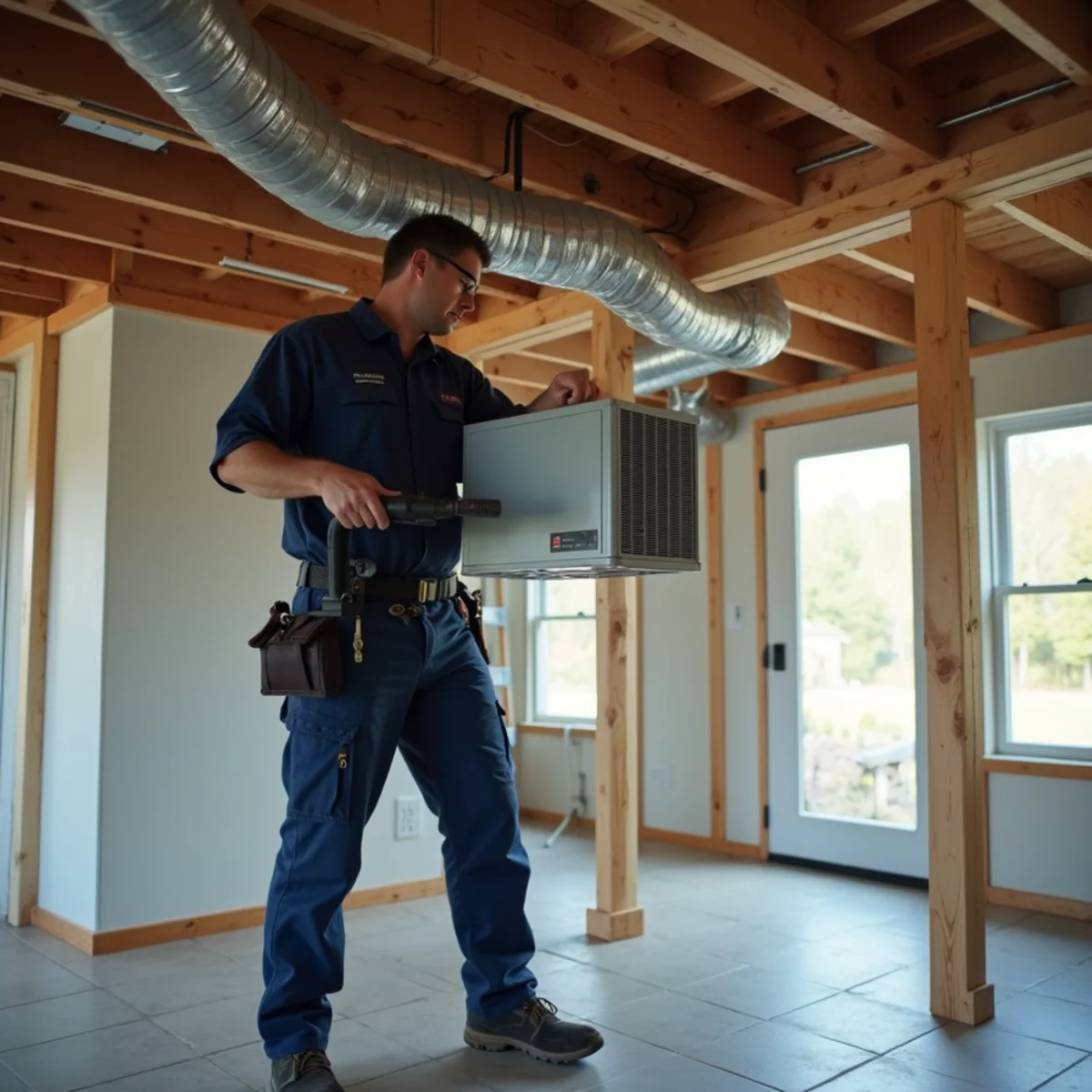 Whole-house central dehumidifier installed with dedicated return and supply bypass ductwork